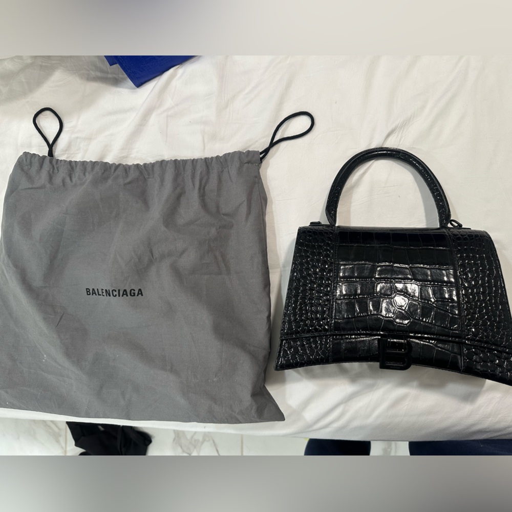 Balenciaga Medium Hourglass Bag - Black Croc - Picture 4 of 5